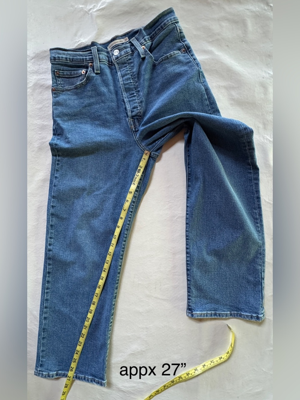 LEVI’S Ribcage Straight Ankle Button-Fly Med Wash Jeans W30 L27 - Picture 10 of 17